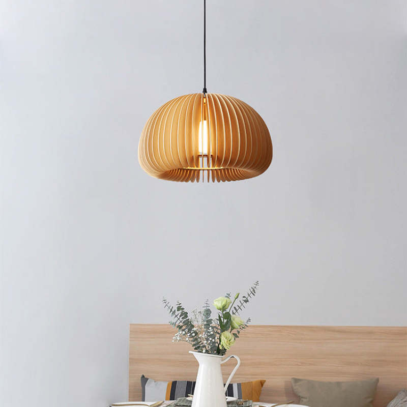 Lusebit Pumpkin Pendant Light, Wood