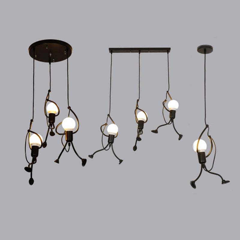 Esi Retro Modern Iron Man Pendant Light, Black-Relic Pieces