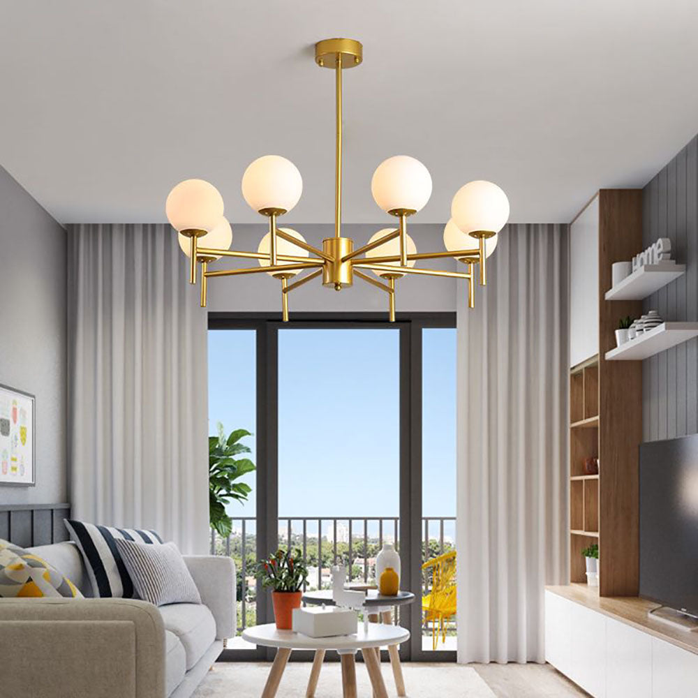 Bubarun Modern Globe Bubble Metal/Glass Pendant Light, Gold/Black