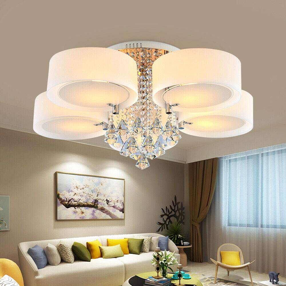 Winaredu Flush Mount Ceiling Light Glass White Modern Round Hallway