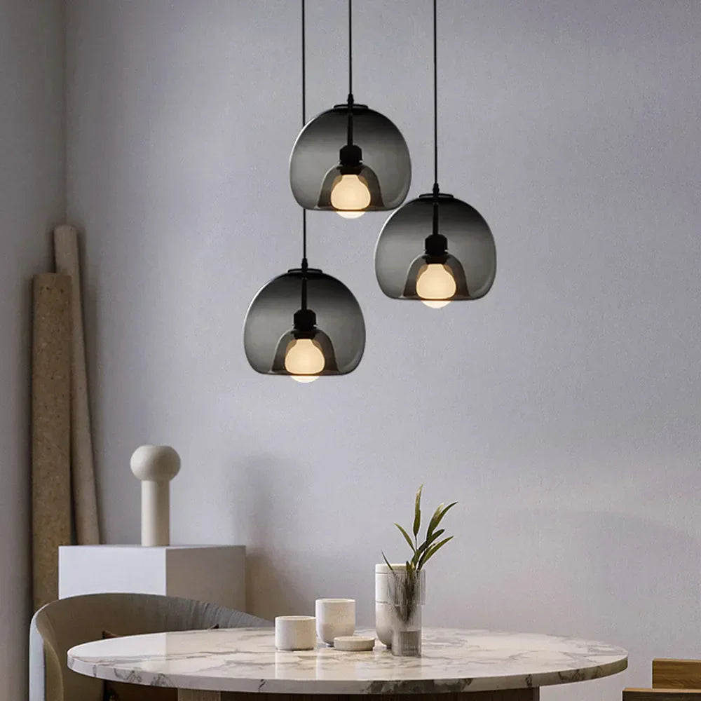 Norvia Pendant Light Globe Glass Amber/Smoky Grey-Relic Pieces