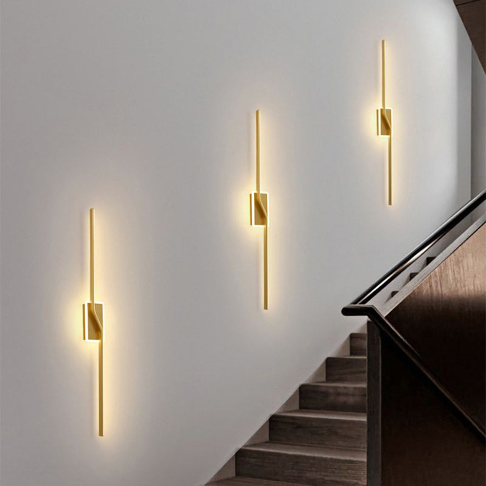 Jolevos Luxury Curved Linear Metal Wall Lamp, Gold