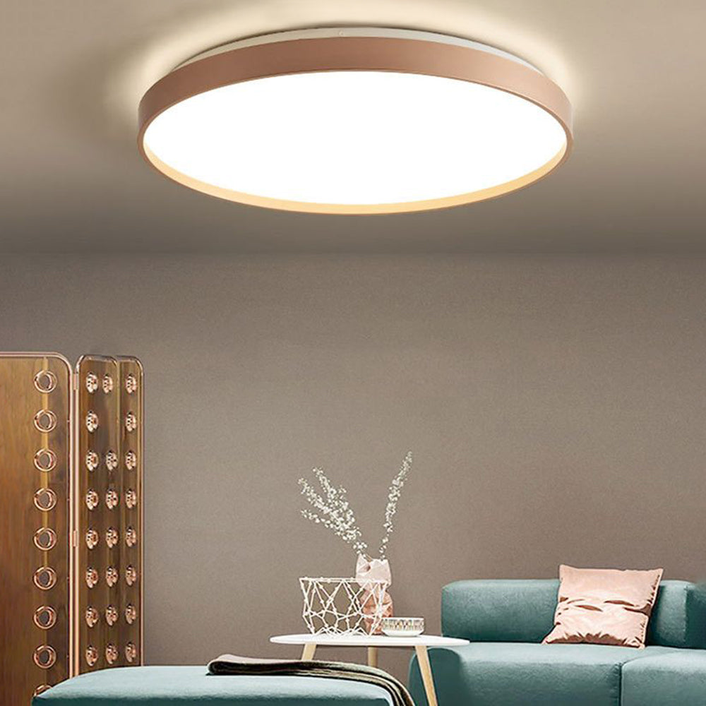 Zomilun Minimalist Round Metal/ Flush Mount Ceiling Light, White/Coffee/Grey/Gold