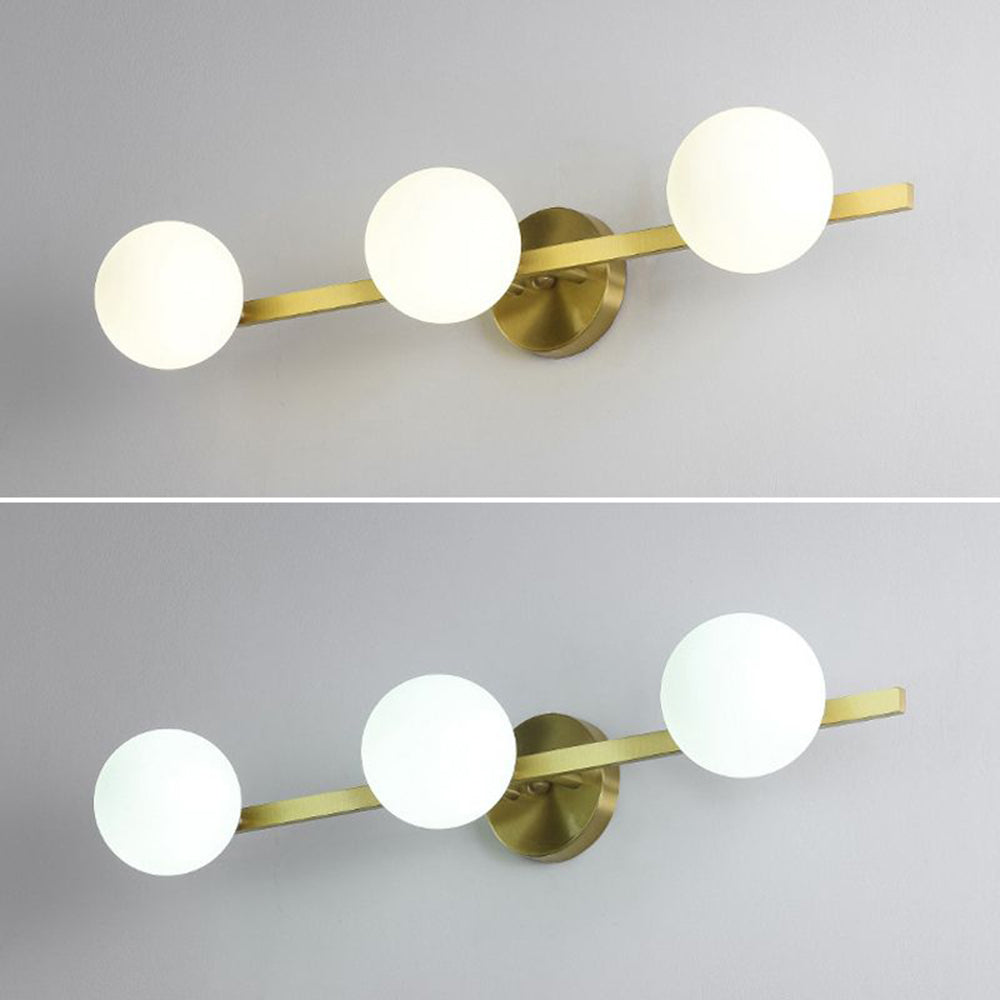 Lomisek Retro Globe Linear Metal/Glass Wall Lamp, Gold, Bathroom