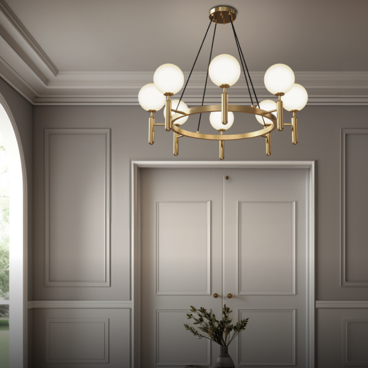 Wimoruk Design Ball Glass/Metal Pendant Light Gold White