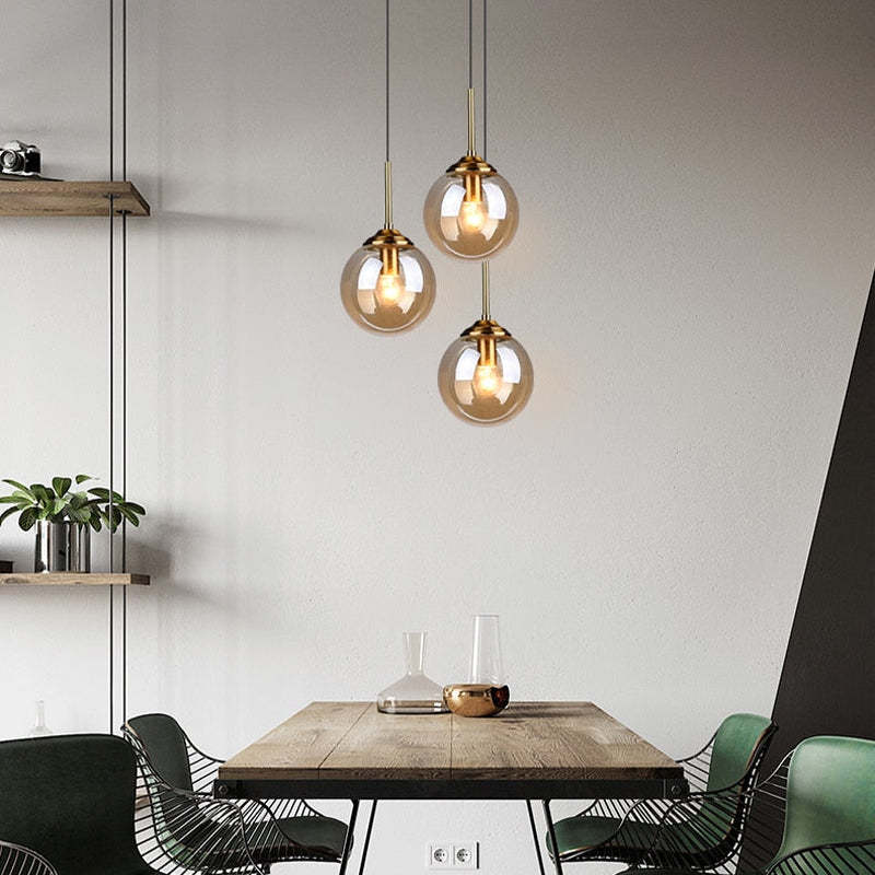 Wobirer Designer Bubble Glass Pendant Light, Smoke/Clear/Amber