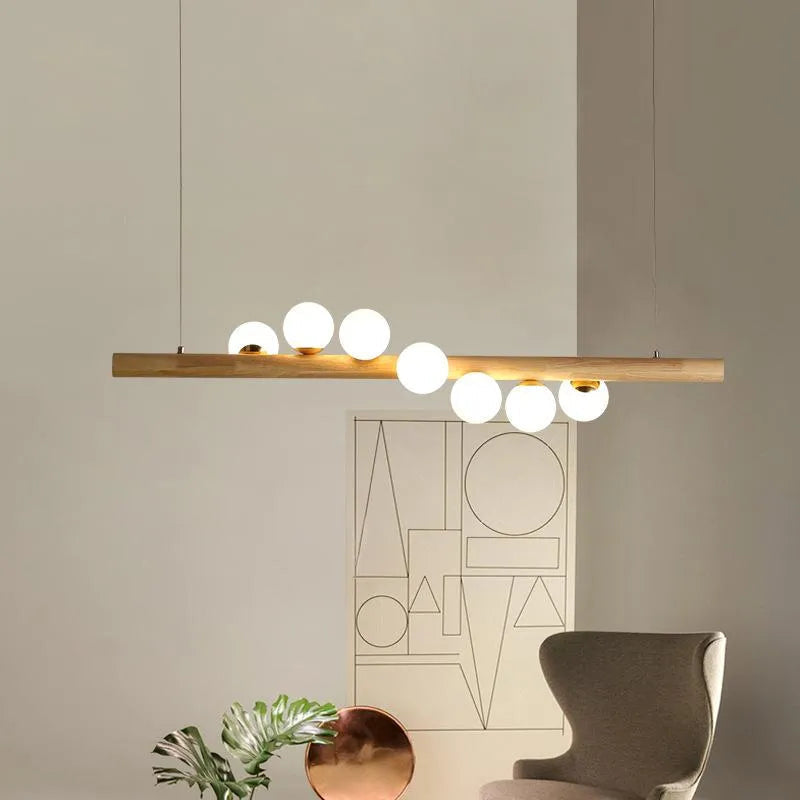 Taribid Glass Bubble Pendant Light Wood/Walnut