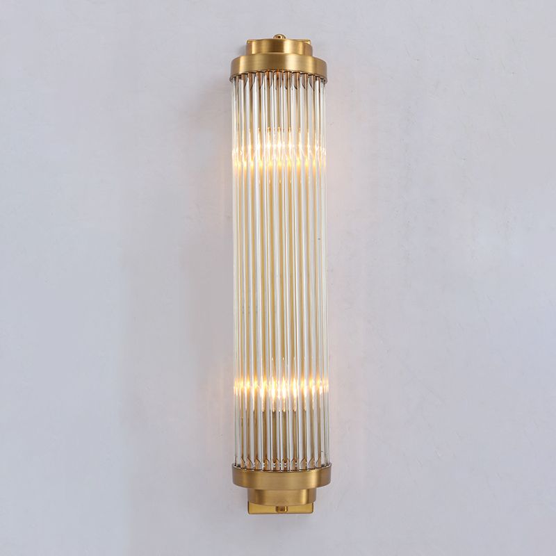 Monuvam Modern Cylindrical Metal/Crystal Wall Lamp, Gold
