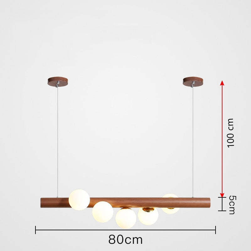 Taribid Glass Bubble Pendant Light Wood/Walnut