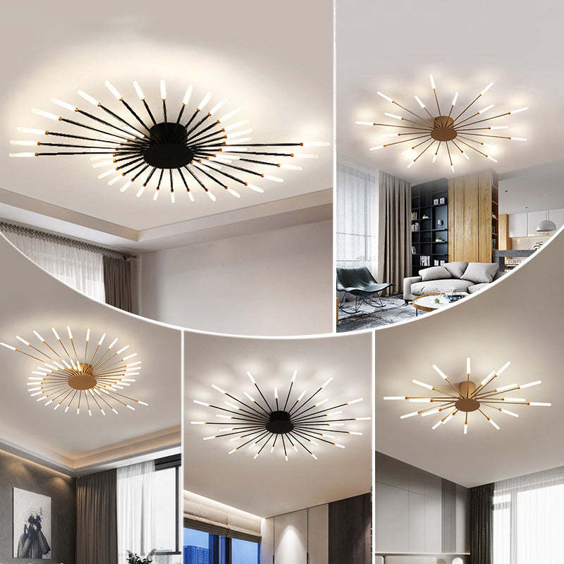 Kovon Flush-Mount Ceiling Light Fireworks, Black/Gold-Relic Pieces