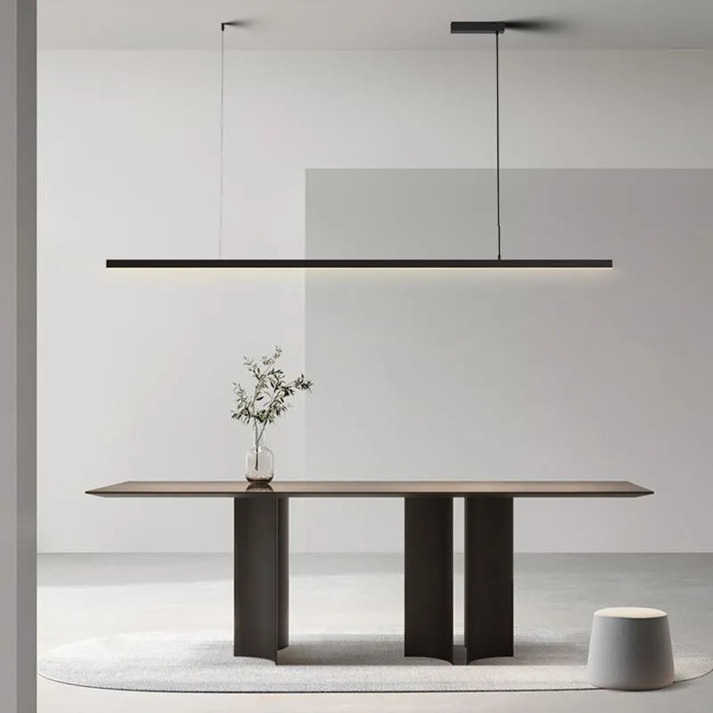Jeketas Minimalist Linear Metal Pendant Light, White/Black