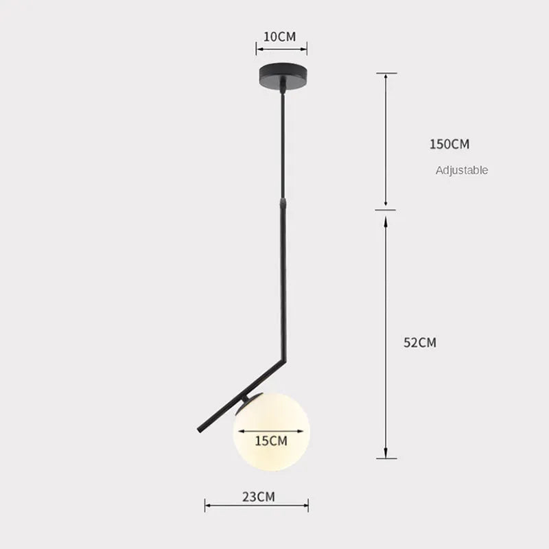 Dosenud Modern Globe Metal/Glass Pendant Light, 3 Style