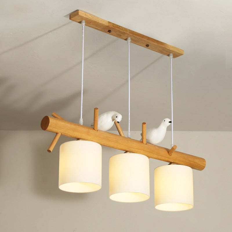 Ronevim Bird Pendant Light Wood, 2/3 Heads