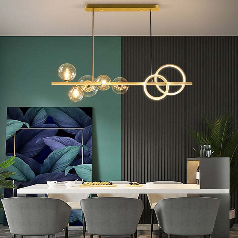 Nisupon Pendant Light Bubble Circle Modern Black/Gold, Bedroom