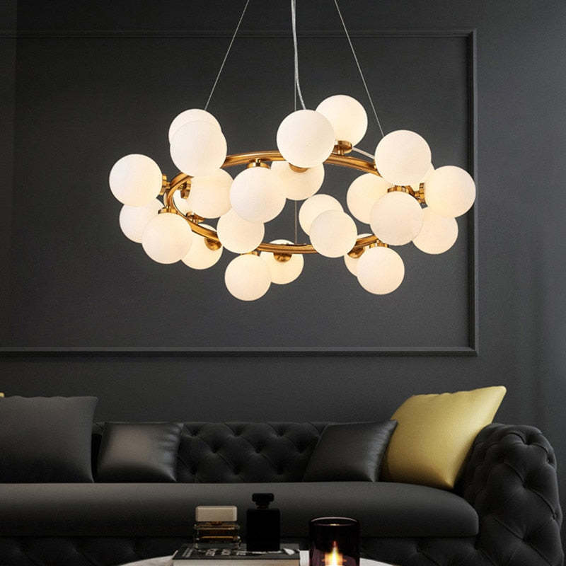 Cogamom Bass Glass Bubble Golden Chandelier