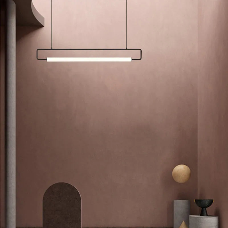 Derubat Modern Minimalist Rectangular Linear Pendant Light, Gold/Black