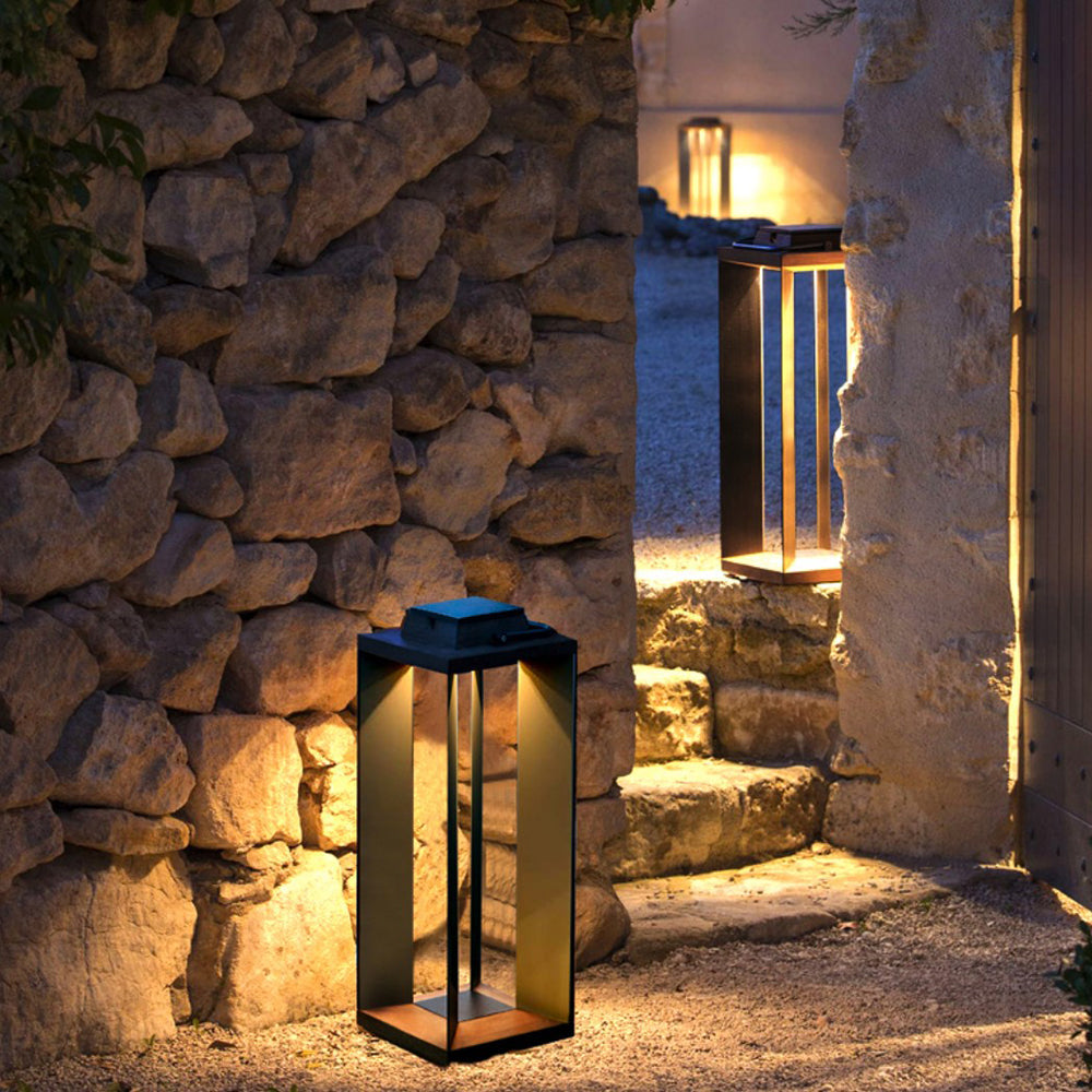 Mugisek Minimalist Cuboid Outdoor Floor Lamp, Hardwired, Black