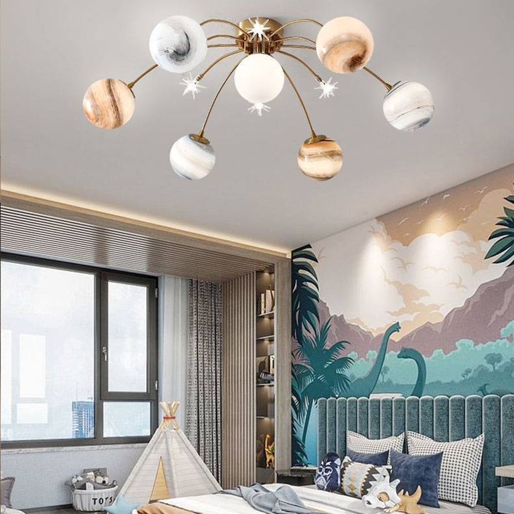 Zomovir Modern Planet Flush Mount Ceiling Light, Living Room