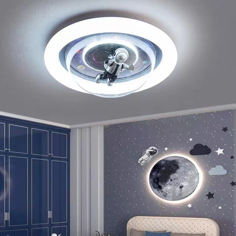 Gapubed Cosmic Astronaut & Galaxy Motif Flush Mount Ceiling Light