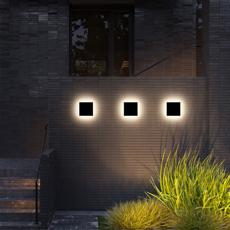 Dori Minimalist Round/Square Outdoor Wall Lamp LED, Black/White-Relic Pieces