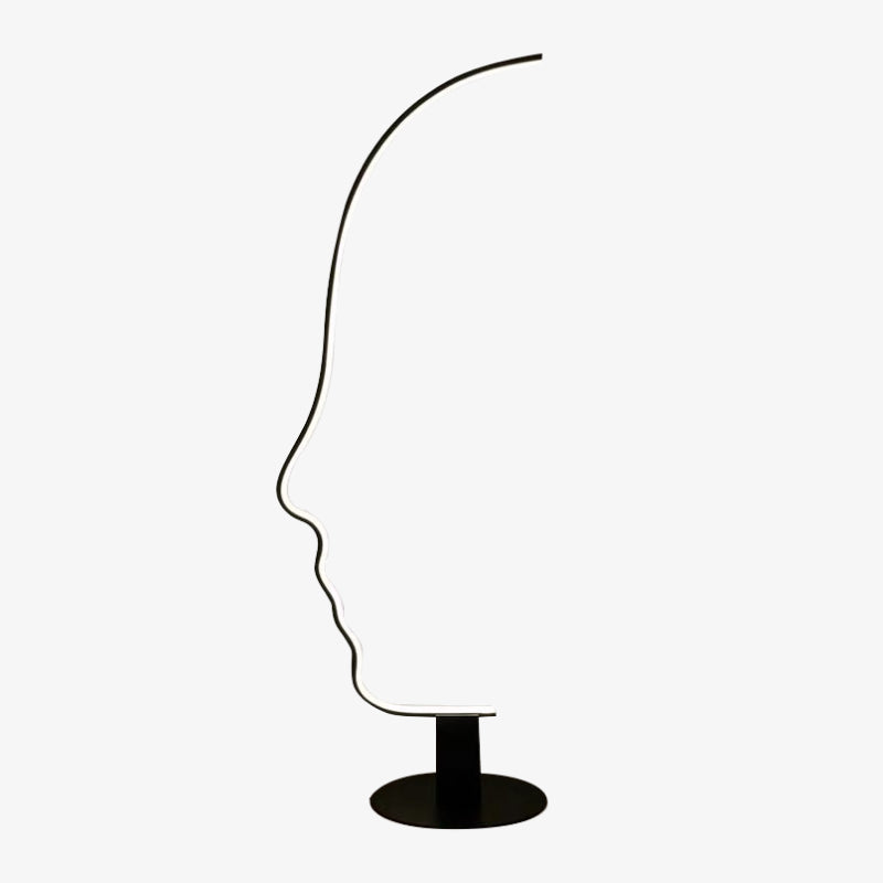 Capesen Human Face Profile Modern Arc Floor Lamp, Black, Metal/Silicon