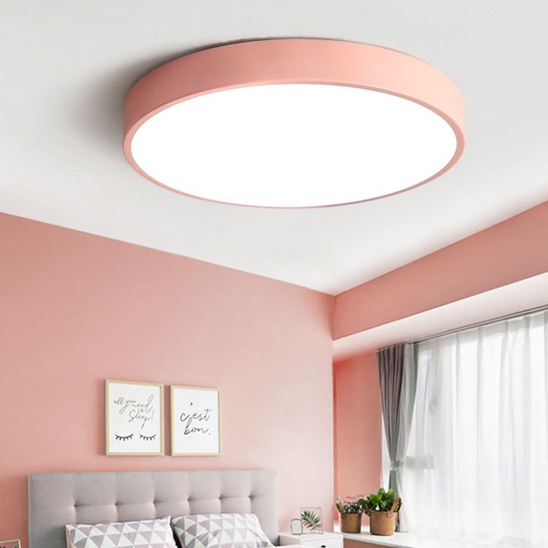 Metovok Ceiling Light Rond Flush Mount, Yellow/Blue/Green/Pink/Grey, Bedroom