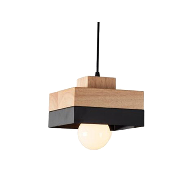 Mepides Minimalist Black & White Wood Geometric Pendant Light