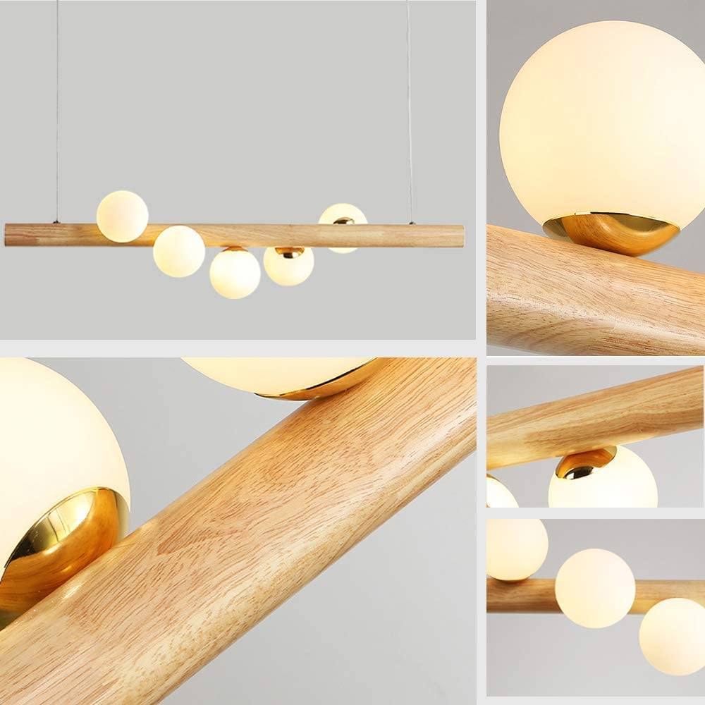 Taribid Glass Bubble Pendant Light Wood/Walnut