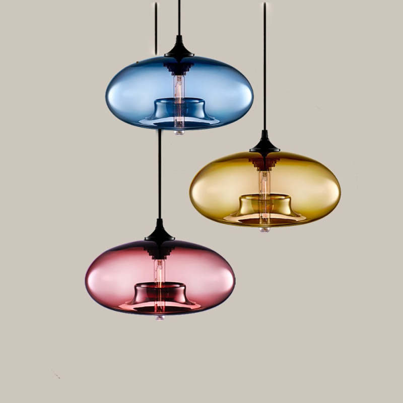 Japinud Modern Bread Shaped Glass Pendant Light, 6 Colour