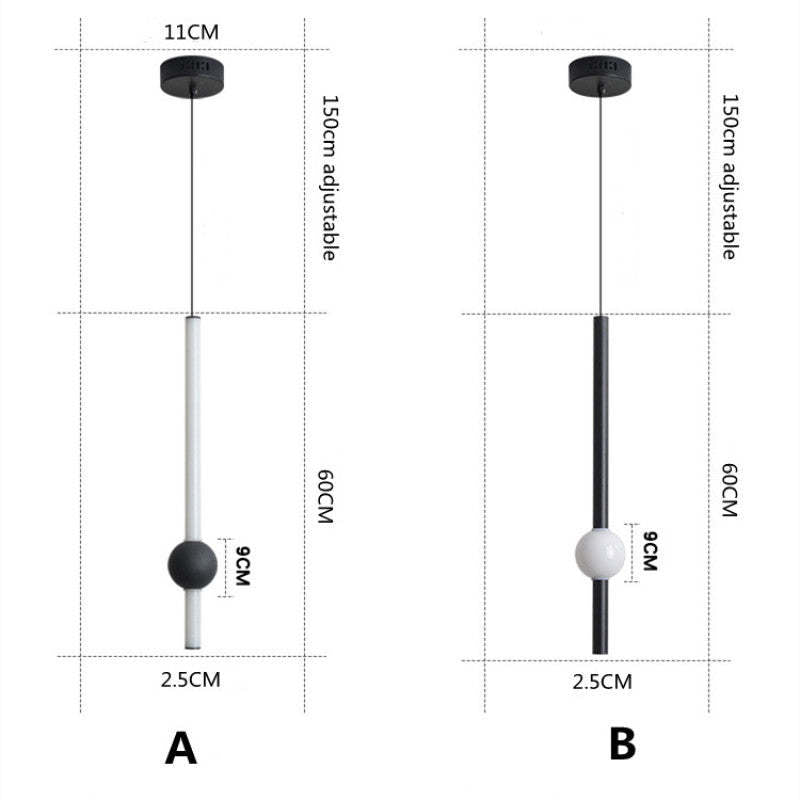 Mekarom Minimalist Linear Globe Glass Pendant Light, Bedroom