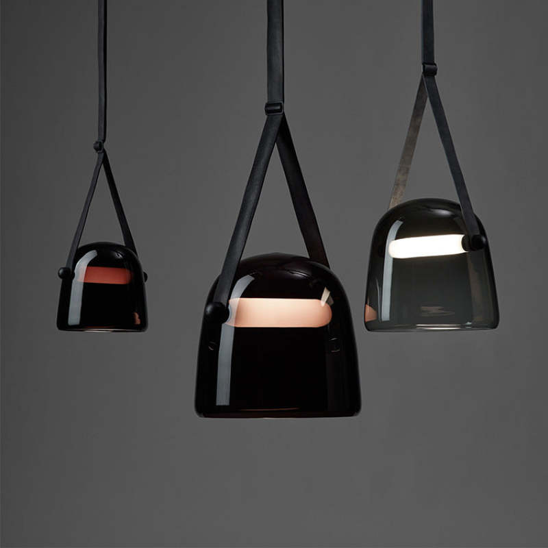 Nebitir Modern Nordic Leather/Glass Pendant Light, Grey/White