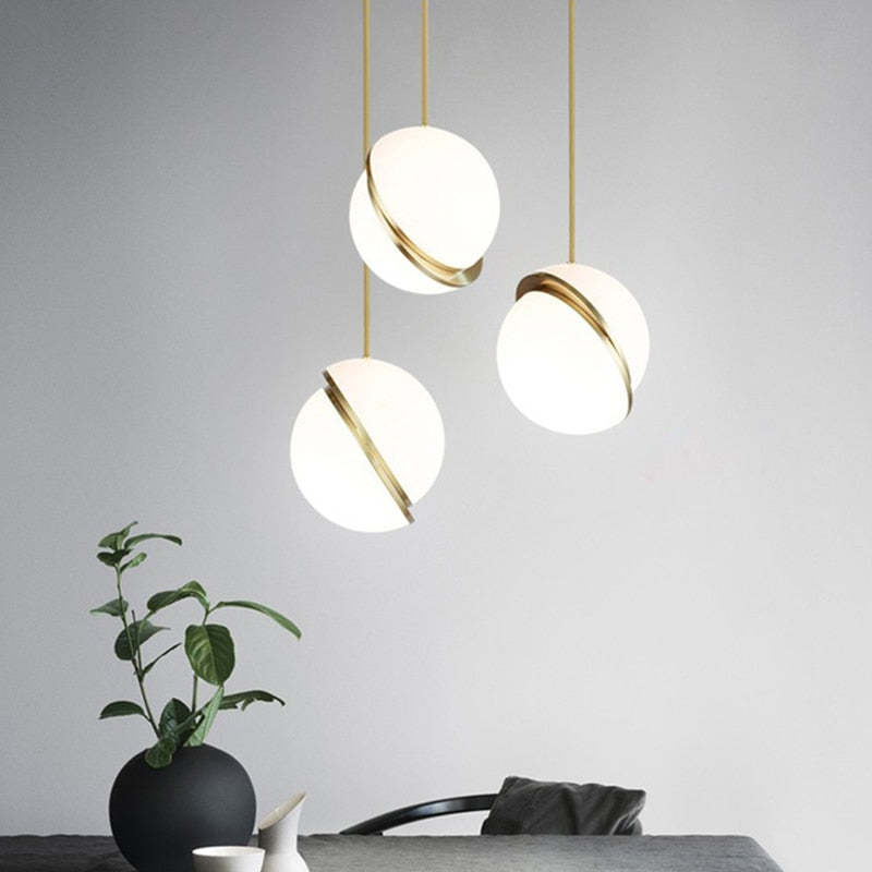 Duteder Simple Pendant Light, Gold & White