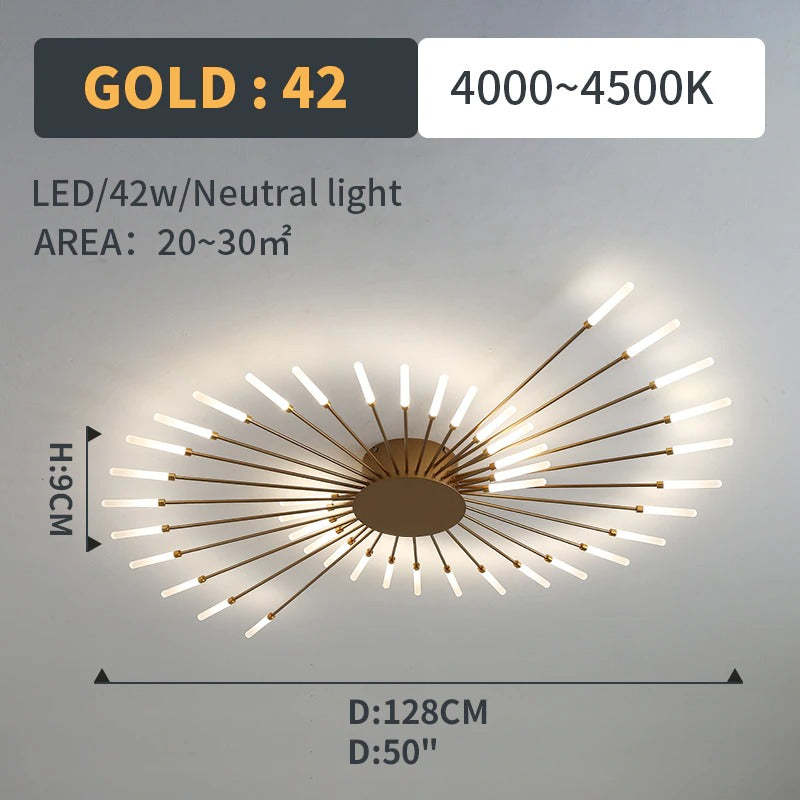 Kovon Flush-Mount Ceiling Light Fireworks, Black/Gold-Relic Pieces