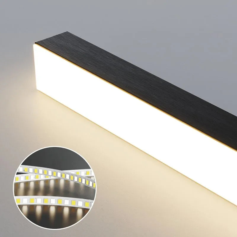 Jeketas Minimalist Linear Metal Pendant Light, White/Black