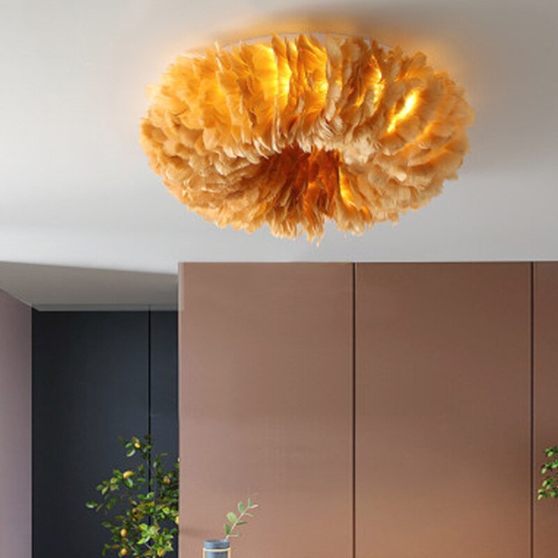 Velix Swan Feather Round Ceiling Light-Relic Pieces