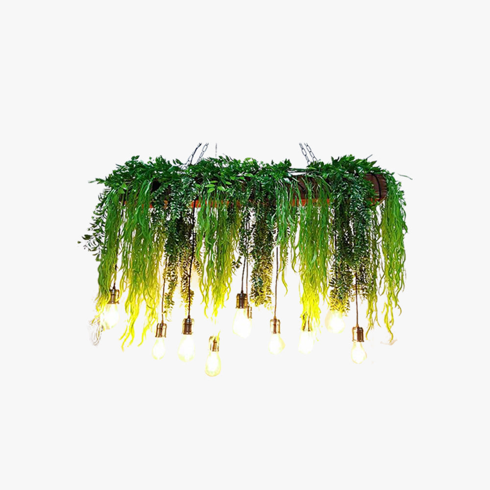 Nogatet Natural Decorative Rectangular Plant Metal Pendant Light Green