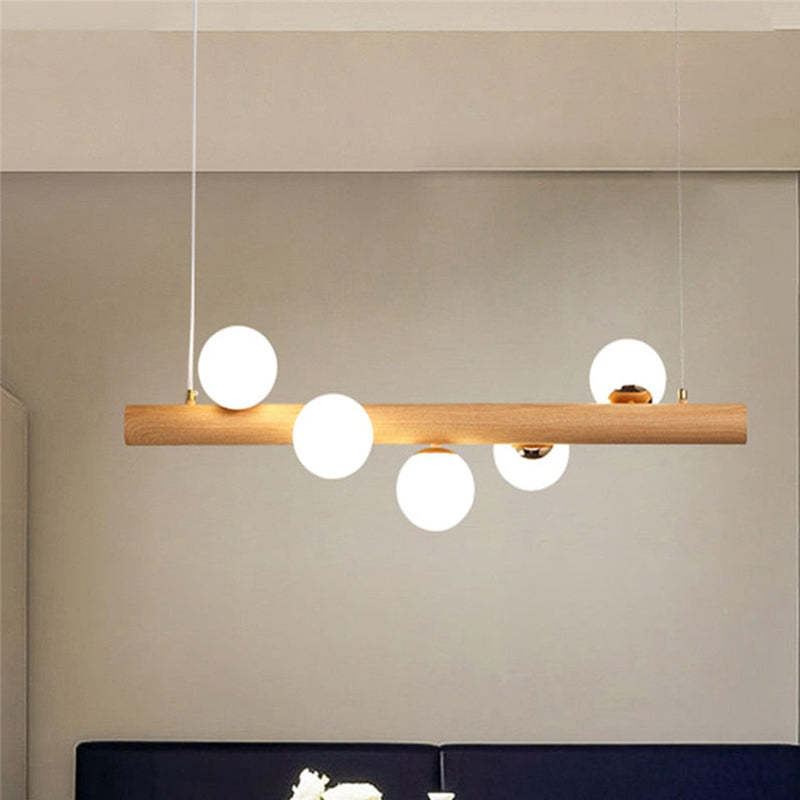 Taribid Glass Bubble Pendant Light Wood/Walnut