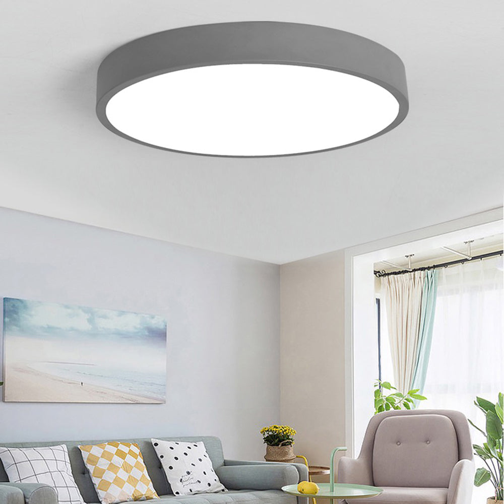 Metovok Ceiling Light Rond Flush Mount, Yellow/Blue/Green/Pink/Grey, Bedroom