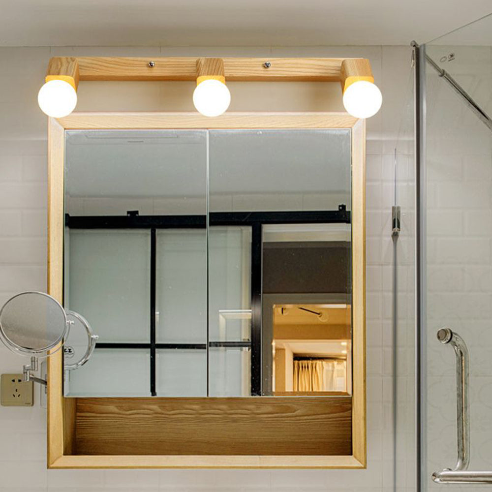 Fapukut Modern Square Globe Metal/Wood Wall Lamp, Vanity Light