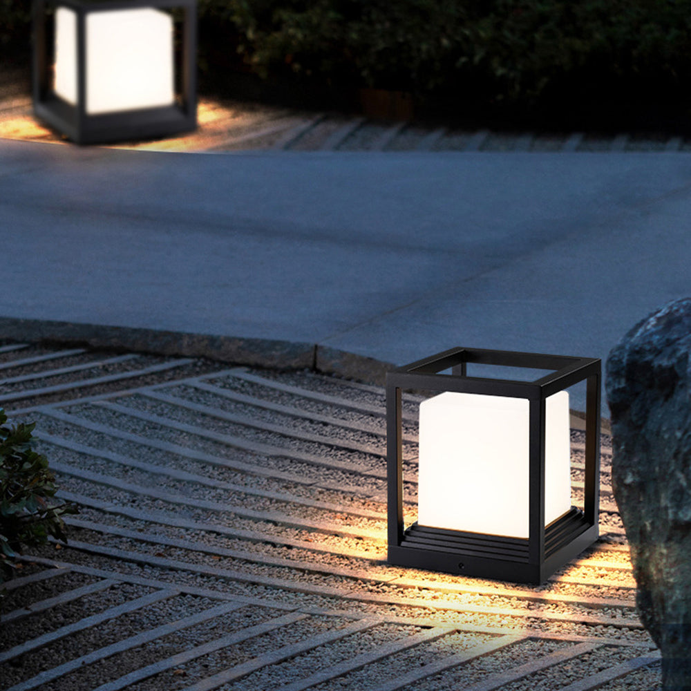 Kelaban Modern Rectangular Metal Outdoor Lamps, Black