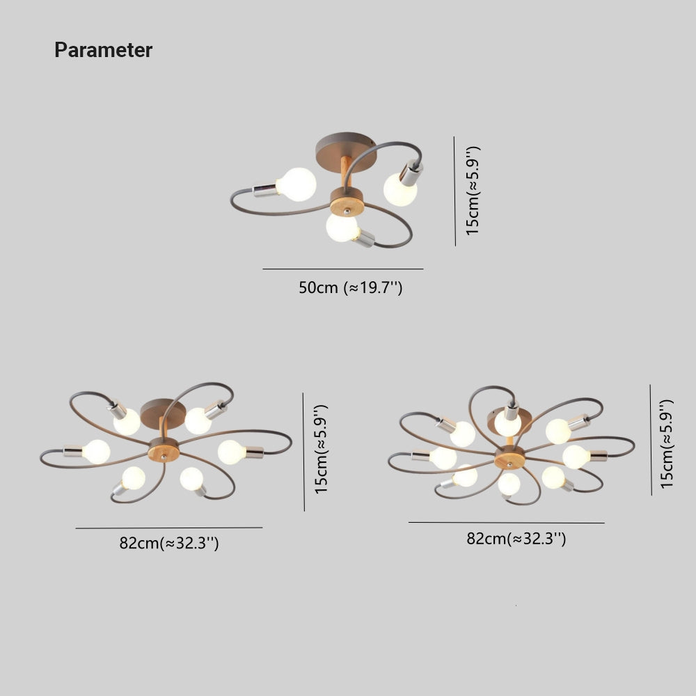 Vusumak Elegant Metal/Glass Flush Mount Ceiling Light, Grey/Green