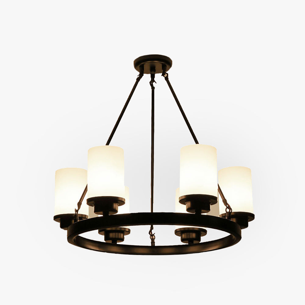 Ribonat Retro Black Metal/Glass Chandelier for Living Room