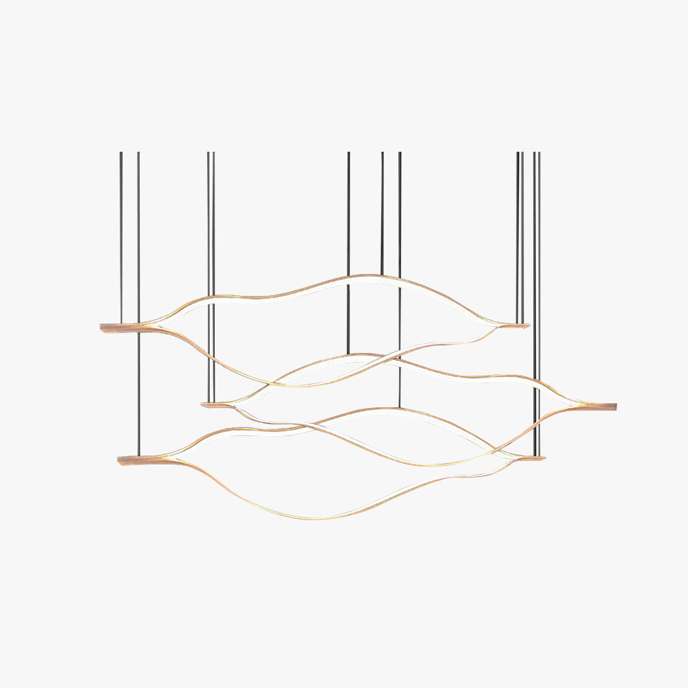 Kasusal LED Linear Minimalist Wave Golden Leaf Shaped Pendant Light