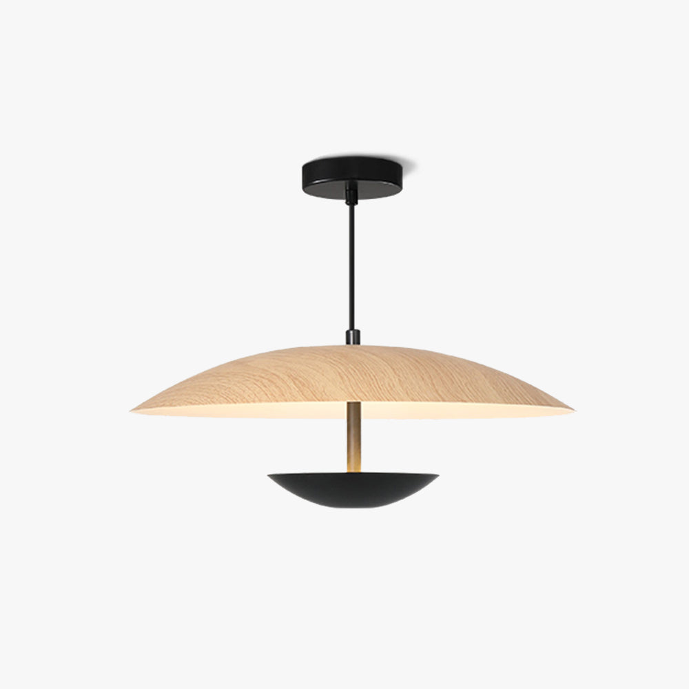 Norigit Nordic LED Frisbee Pendant Light Wood & Brown