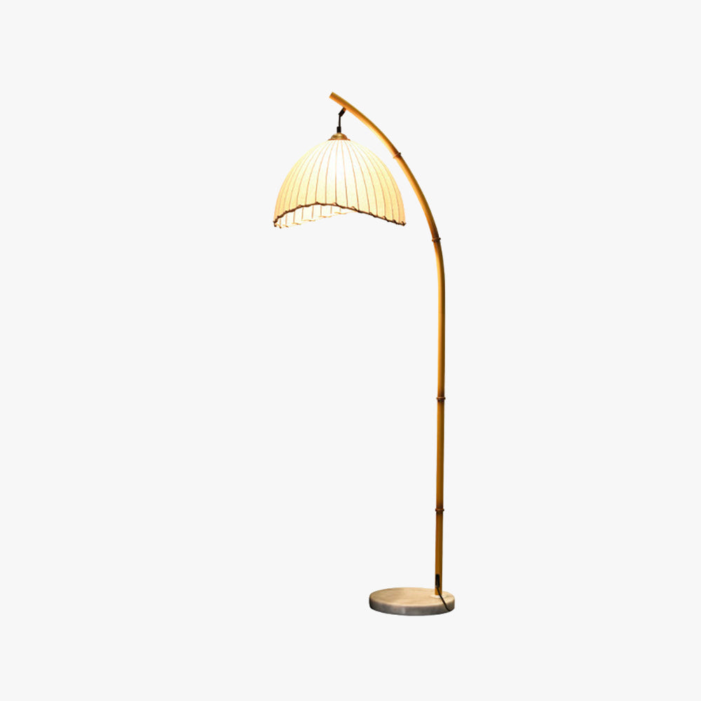 Hetudom Vintage Bamboo Shape Metal/Fabric Floor Lamp, White
