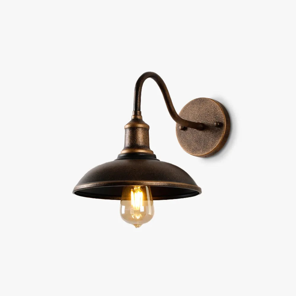 Nogebud Rustic Bowl Shaped Metal Wall Lamp, Antique Brass