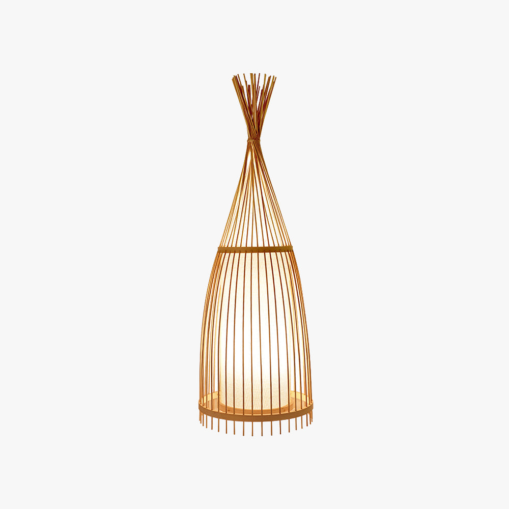 Jenemom Rustic Bottle Standing Floor Lamp, Rattan/Fabric, Bedroom