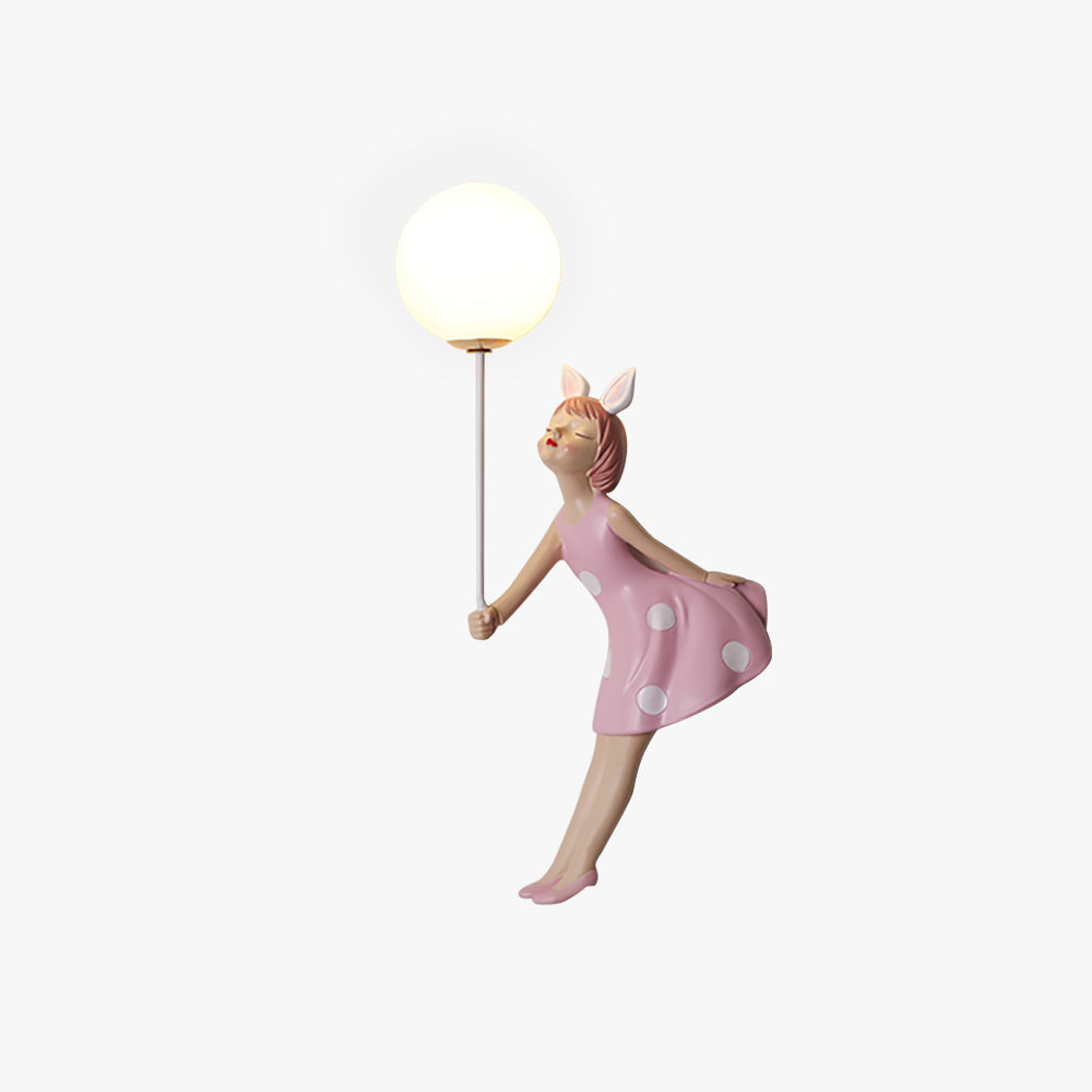 Nulitan Modern Balloon/Girl Shape Pink Wall Lamp