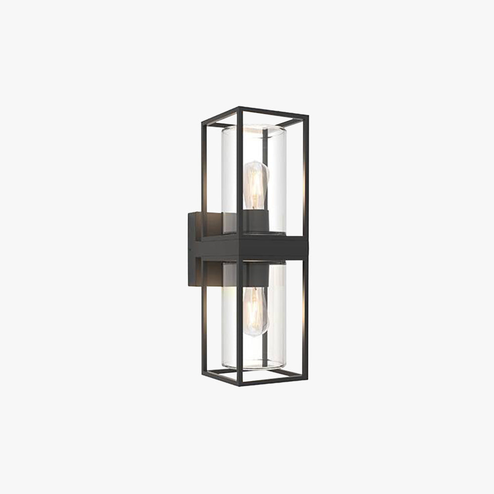 Vopegir Modern Rectangular Metal Outdoor Wall Lamp, Black