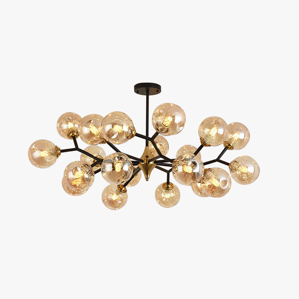 Conedar Art Deco Glass Bubble Chandelier, Amber